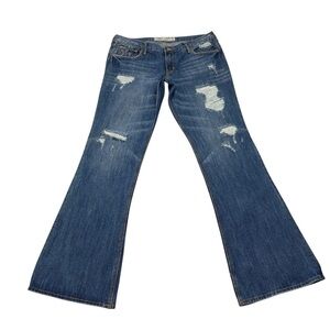 Hollister Distressed Cali Flare Leg Jeans Blue Womens 11R Juniors.